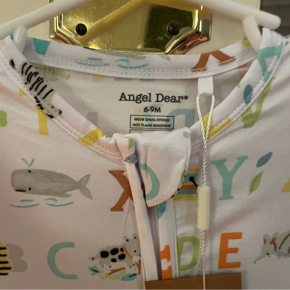 SOLD!!! NWT Angel Dear Bamboo Alphabet Print Footie Pajama with Foldover Cuffs - Picture 4 of 10